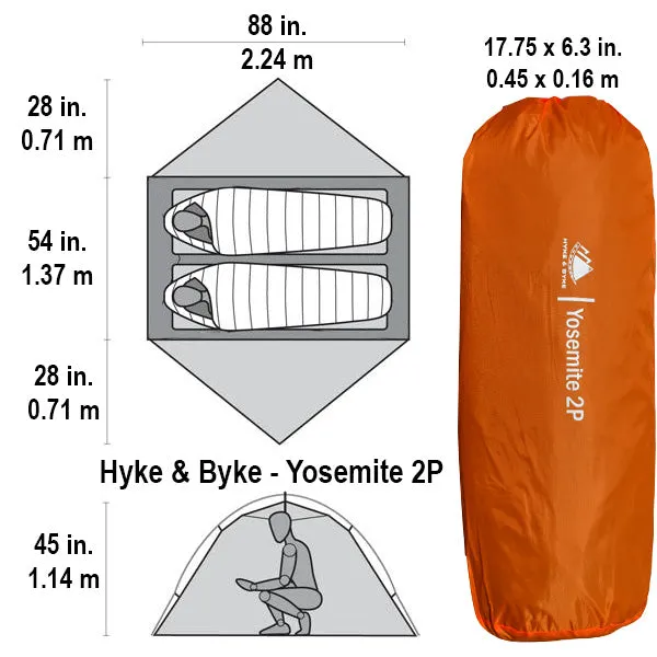 YOSEMITE 2 Person Backpacking Tent w/Footprint