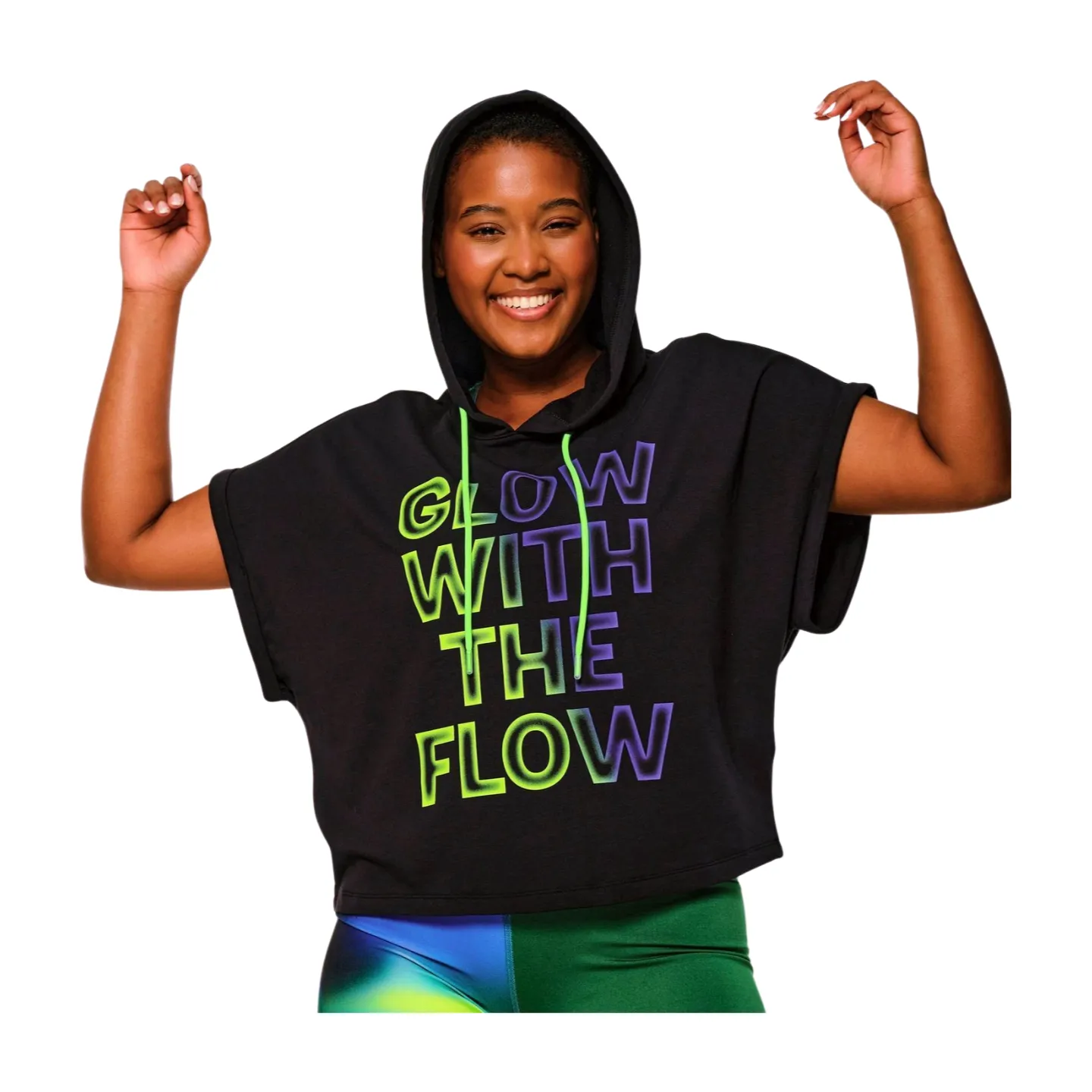 Zumba Glow Short Sleeve Crop Hoodie