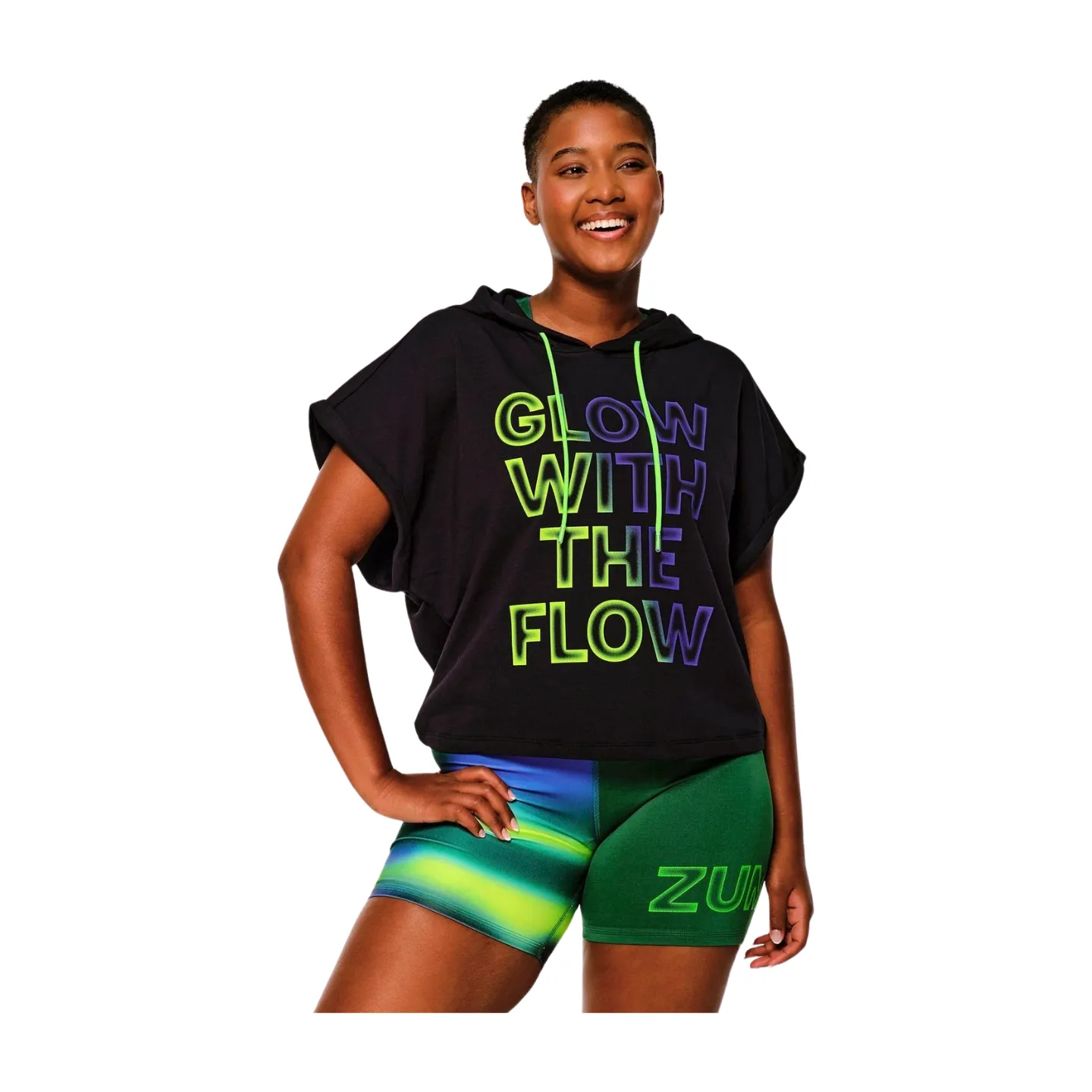 Zumba Glow Short Sleeve Crop Hoodie